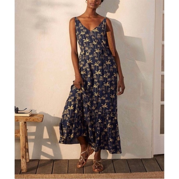 Boden- Navy & Gold ‘Alicia’ Rainforest/ Palm Tree Print Maxi Tiered Dress- 8P - Picture 7 of 7